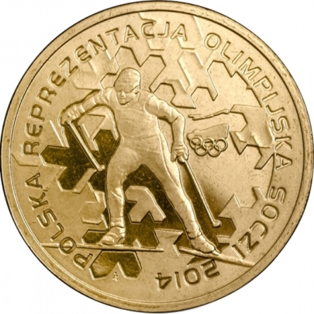 Rewers monety 2 zł Polska Reprezentacja Olimpijska Soczi 2014