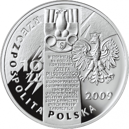 Coin obverse 10 pln 95th Anniversary of First Cadre Company March Out