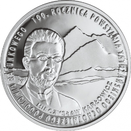 Rewers monety 10 zł 100. rocznica powstania Tatrzańskiego Ochotniczego Pogotowia Ratunkowego