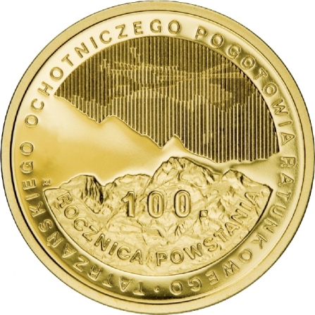 Rewers monety 100 zł 100. rocznica powstania Tatrzańskiego Ochotniczego Pogotowia Ratunkowego