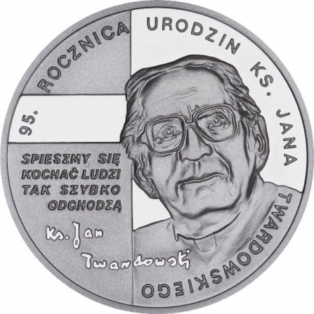 Coin reverse 10 pln 95th anniversary of the birth of father Jan Twardowski