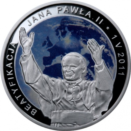 Rewers monety 20 zł Beatyfikacja Jana Pawła II – 1 V 2011