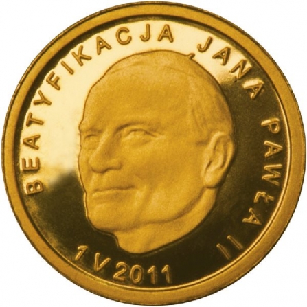Rewers monety 25 zł Beatyfikacja Jana Pawła II – 1 V 2011