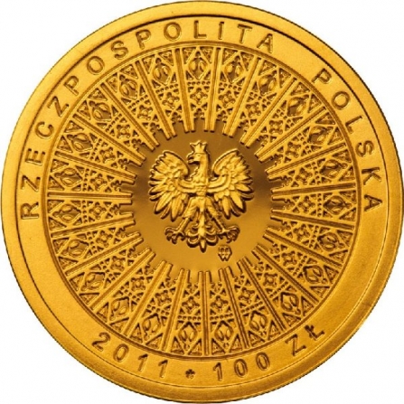 Awers monety100 zł Beatyfikacja Jana Pawła II – 1 V 2011