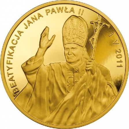Rewers monety 1000 zł Beatyfikacja Jana Pawła II – 1 V 2011