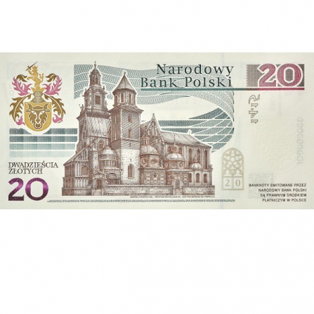 Odwrotna strona banknotu 20 zł 600. rocznica urodzin Jana Długosza