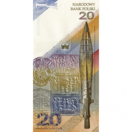 Przednia strona banknotu 20 zł Tysiąclecie koronacji Bolesława Chrobrego