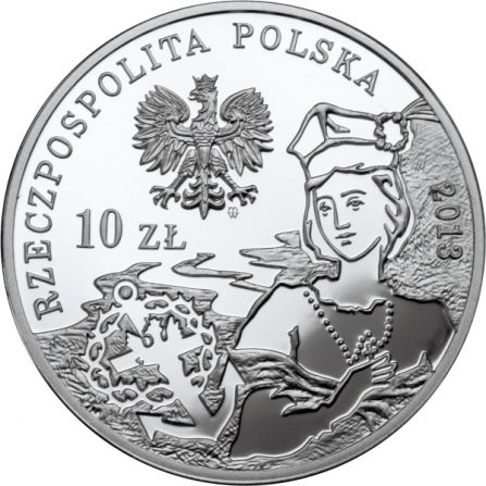 Awers monety10 zł 150. rocznica Powstania Styczniowego