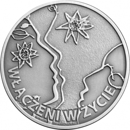 Coin reverse 10 pln Joining the flow of life - the 50th Anniversary of the Polish Society for the Mentally Handicapped