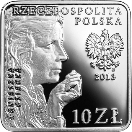 Awers monety10 zł Agnieszka Osiecka (kwadrat)