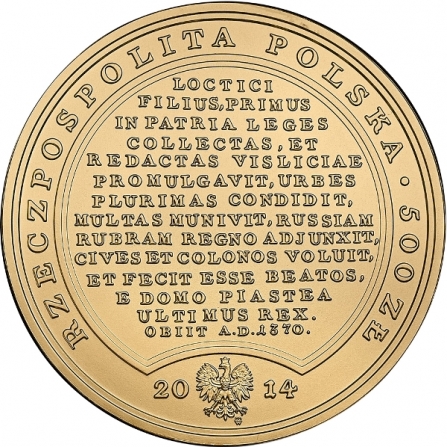Awers monety500 zł Kazimierz Wielki