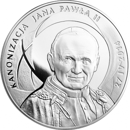 Rewers monety 500 zł Kanonizacja Jana Pawła II – 27 IV 2014