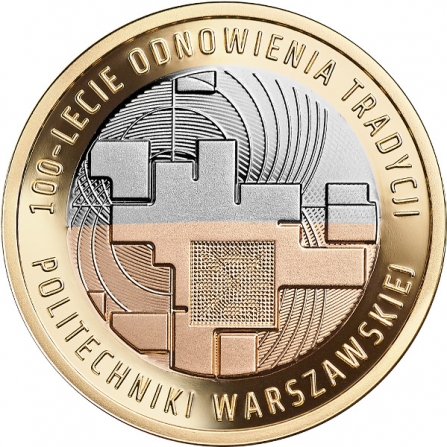Coin reverse 200 pln 100 Years of Warsaw University of Technology