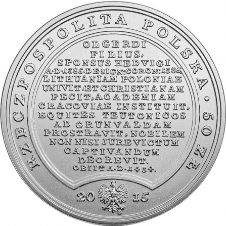 Awers monety50 zł Władysław Jagiełło