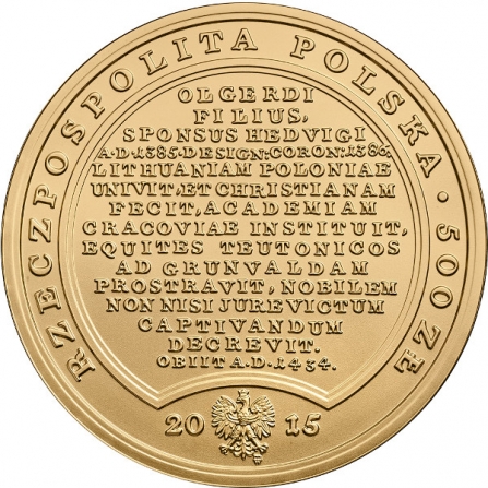 Awers monety500 zł Władysław Jagiełło