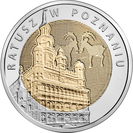 Rewers monety 5 zł Ratusz w Poznaniu