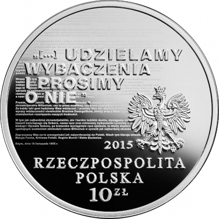 Coin obverse 10 pln 50th Anniversary of the Letter of Reconciliation
of the Polish Bishops to the German Bishops
