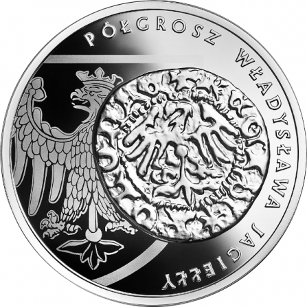 Rewers monety 20 zł Półgrosz Władysława Jagiełły