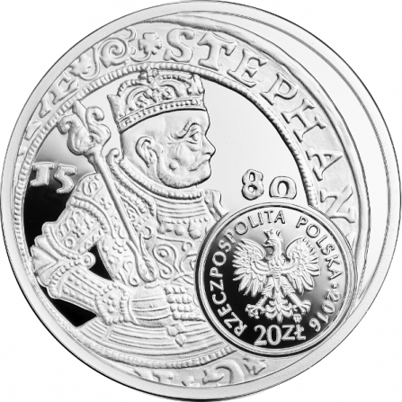 Rewers monety 20 zł Szeląg, talar Stefana Batorego