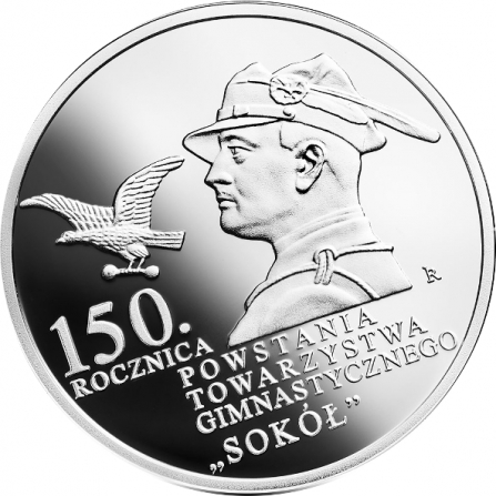 Rewers monety 10 zł 150. rocznica powstania
Towarzystwa Gimnastycznego „Sokół”