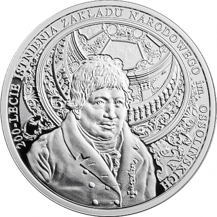 Rewers monety 10 zł 200-lecie istnienia Zakładu Narodowego im. Ossolińskich