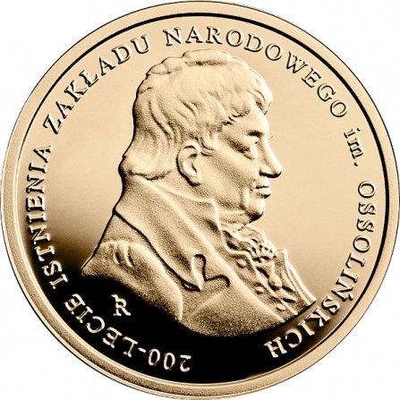 Rewers monety 100 zł 200-lecie istnienia Zakładu Narodowego im. Ossolińskich