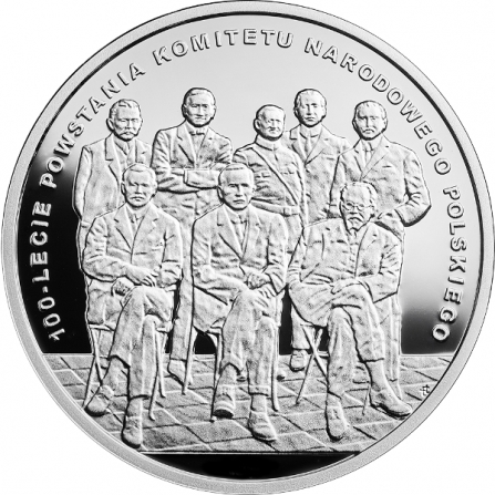 Rewers monety 10 zł 100-lecie powstania Komitetu Narodowego Polskiego