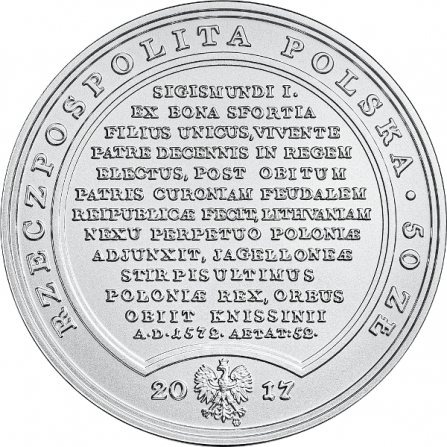 Awers monety50 zł Zygmunt II August