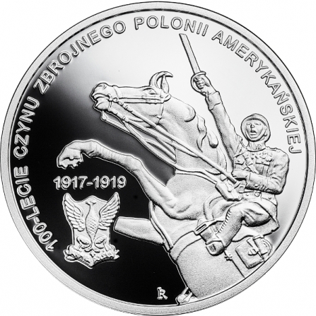 Rewers monety 10 zł 100-lecie czynu zbrojnego Polonii amerykańskiej