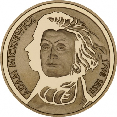 Rewers monety 200 zł 200-lecie urodzin Adama Mickiewicza (1798-1855)