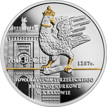 Rewers monety 10 zł 760-lecie Towarzystwa Strzeleckiego Bractwo Kurkowe w Krakowie