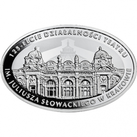 Rewers monety 10 zł 125-lecie działalności Teatru im. Juliusza Słowackiego w Krakowie