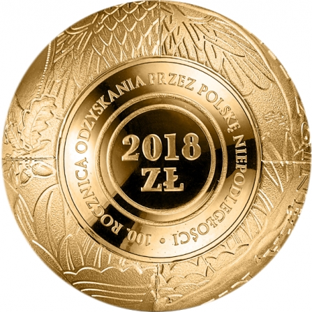 Rewers monety 2018 zł 100. rocznica odzyskania przez Polskę niepodległości