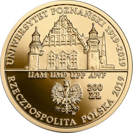 Awers monety200 zł 100-lecie utworzenia Uniwersytetu Poznańskiego
