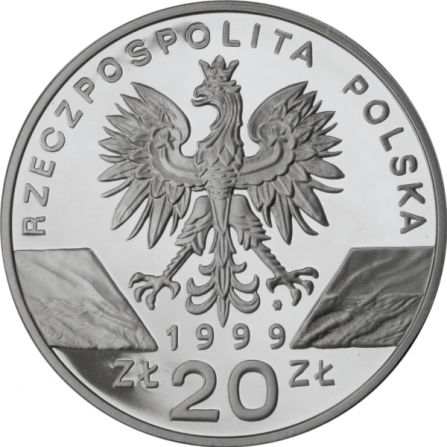 Awers monety20 zł Wilk (łac. Canis lupus)