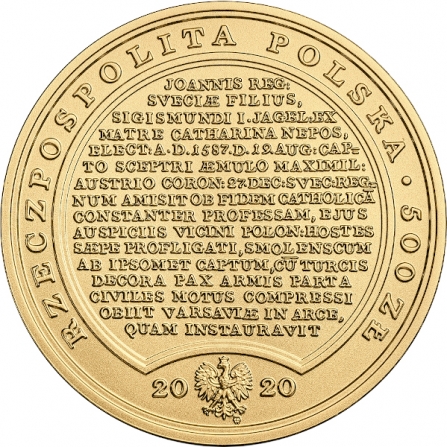 Awers monety500 zł Zygmunt III Waza
