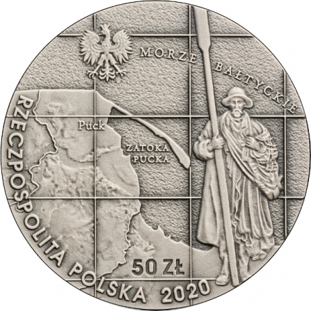 Awers monety50 zł 100-lecie zaślubin Polski z Bałtykiem