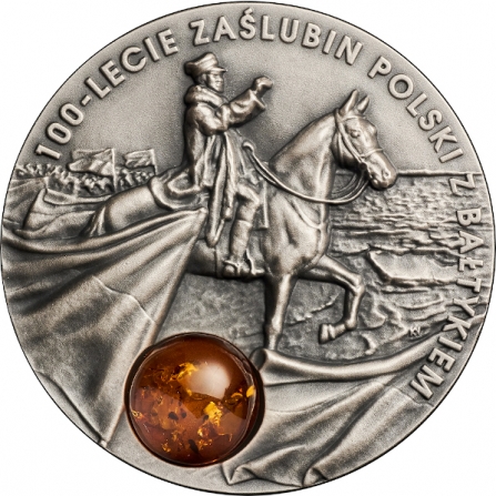 Rewers monety 50 zł 100-lecie zaślubin Polski z Bałtykiem