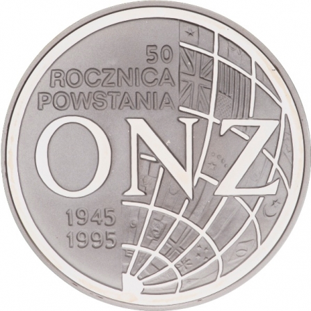 Rewers monety 20 zł 50. rocznica powstania ONZ