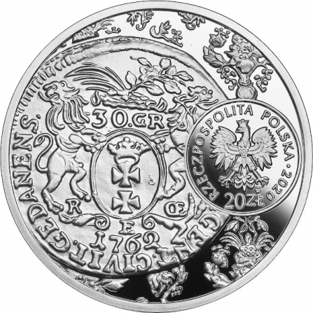 Awers monety20 zł Złotówka gdańska Augusta III