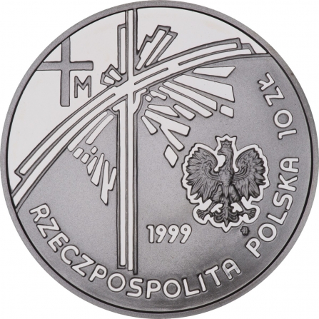 Coin obverse 10 pln John Paul II, the Pope Pilgrim