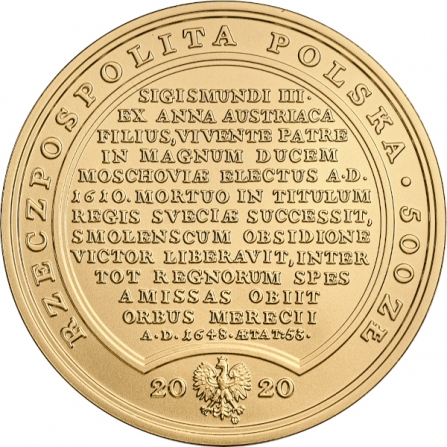 Awers monety500 zł Władysław IV