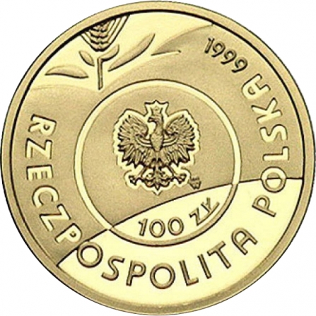 Coin obverse 100 pln John Paul II, the Pope Pilgrim