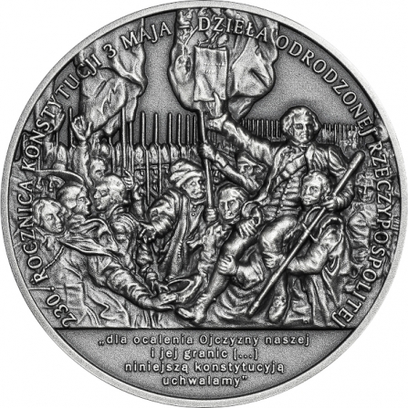 Coin reverse 50 pln 230th Anniversary of the Constitution of 3 May 1791
– the magnum opus of the revived Polish - Lithuanian Commonwealth