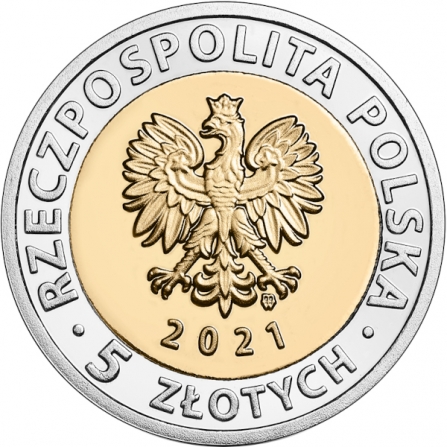 Awers monety5 zł Brama Żuraw w Gdańsku