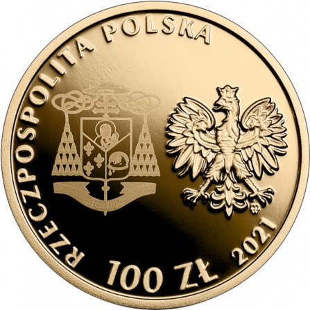 Awers monety100 zł Beatyfikacja Kardynała Stefana Wyszyńskiego