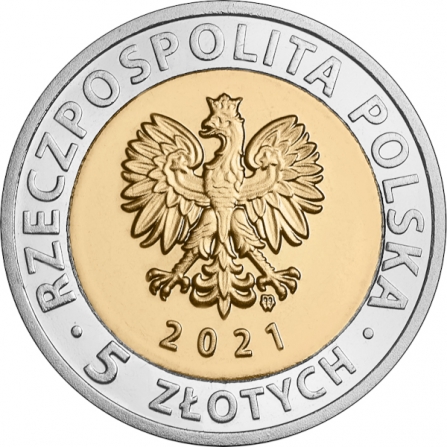 Awers monety5 zł Zamek Książ w Wałbrzychu