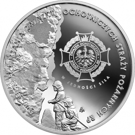Rewers monety 10 zł 100-lecie powstania Związku Ochotniczych Straży Pożarnych RP