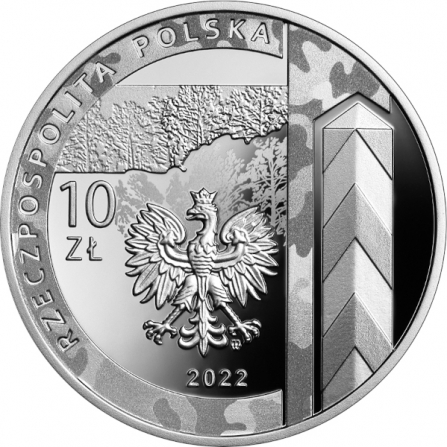 Awers monety10 zł Ochrona polskiej granicy wschodniej