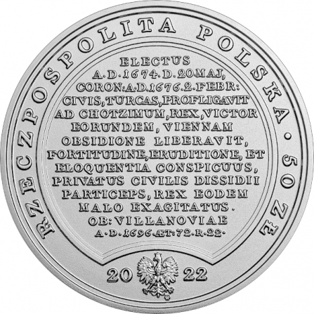 Awers monety50 zł Jan III Sobieski